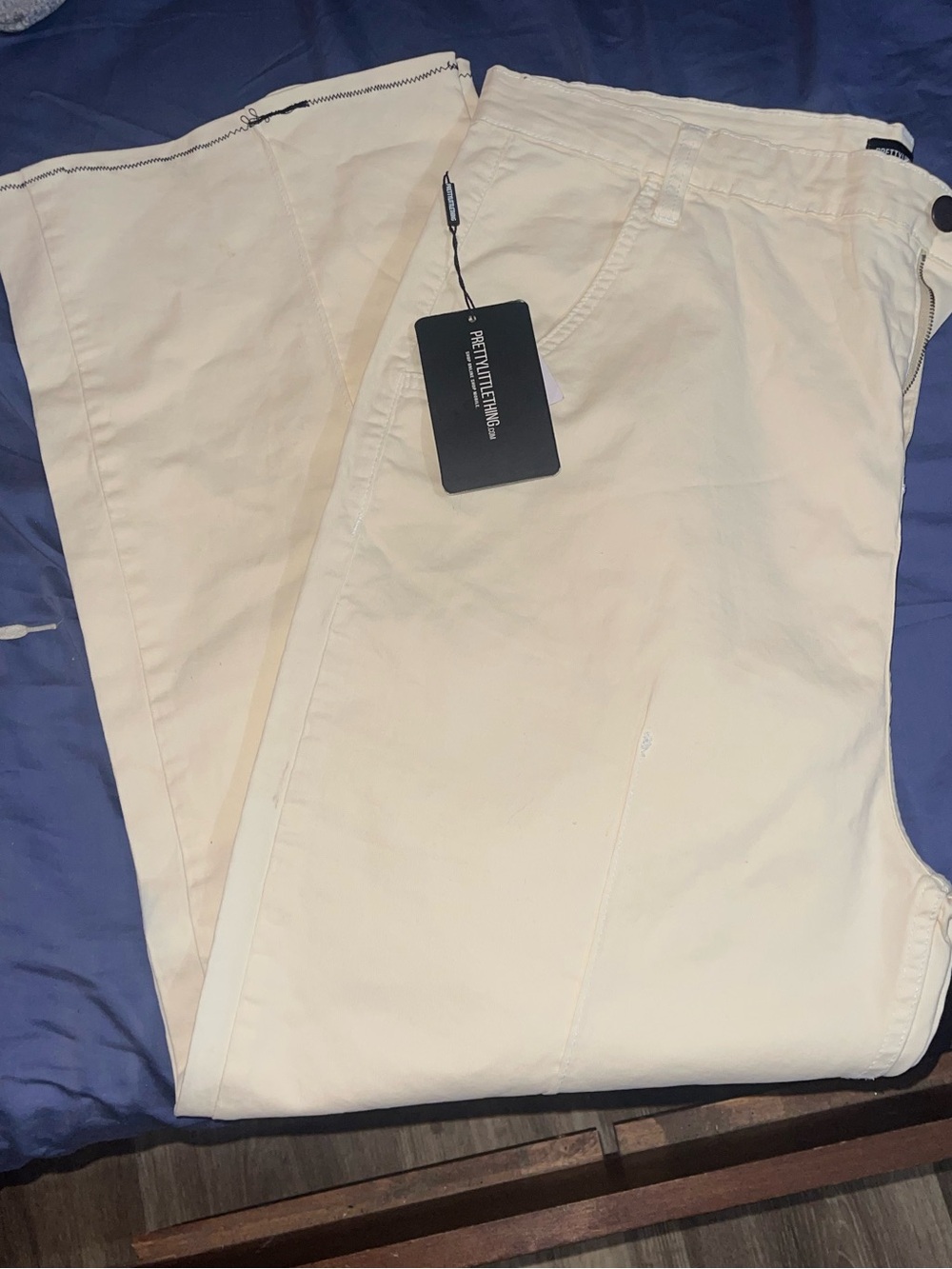 PrettyLittleThing Cream High-Rise Pants